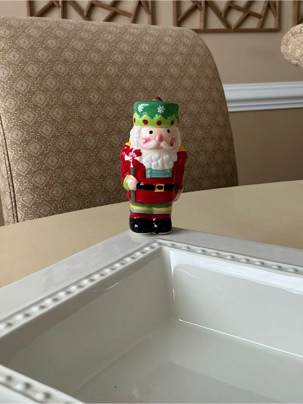 Red Uniform Christmas Nutcracker Soldier Platter Decoration